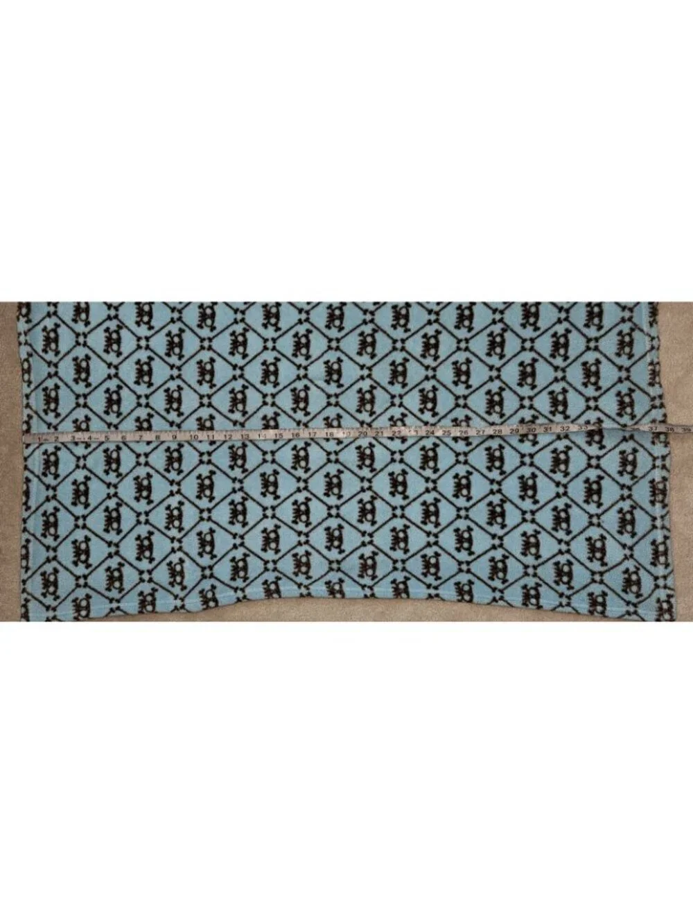 Blue Brown Skulls Fleece Baby Blanket 28x38